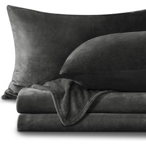 BEDELITE Flannel Sheets King Size Dark Grey - Super Soft Fleece Sheets Set Fluffy Extra Plush, 4 Piece(Include Fitted Sheet, Flat Sheet, 2 Pillowcases)