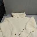 Women's Dressy Oversized Turtleneck Sweaters Fall 2024 Casual Winter Ribbed Knit Button Long Sleeve Pullover Sweater S