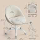 VASAGLE Vanity Chair with Back, Adjustable Swivel Cute Desk Chair with Wheels, Sherpa and PU Leather for Lumbar Support, Compact for Small Spaces, Bedroom, Cappuccino Beige and Cloud White UOBG020W91