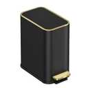 TIPGO Small Bathroom Trash Can with Lid Soft Close, Step Pedal, 5 Liter / 1.3 Gallon Stainless Steel Trash Bin, Slim Garbage Cans for Toilet, Office, Bedroom (Black)
