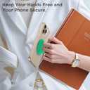Magnetic Phone Grip Holder Compatible with MagSafe, Ultra Thin Silicone Finger Loop Ring Magnetic Grips for Back of Phone for iPhone Pro Max/Plus/16/15/14/13/12 Series, Emerald Green+Sparkle