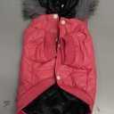 LESYPET Dog Coat for Small Dogs, Windproof Doggie Puffer Jacket with Leash Hole, Extra Warm Dog Jacket Winter Coat, Pink M