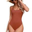Narecte One Piece Bathing Suit for Women Ribbed One Piece Swimsuit Tummy Control 2024 Womens Sexy Swim Suit Swimwear Red M