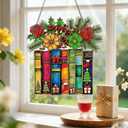 2 x Suncatcher Book Ornament Christmas Hanging Window Decor Acrylic,Christmas Ornament Outdoor Decor Garden Bookish Gifts for Librarian, Book Lovers, Reader, Women, Suncatcher Effect Decor