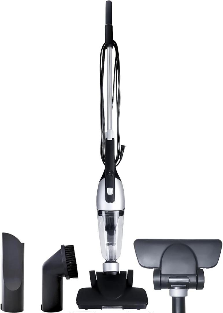 Corded Stick Vacuum with LED Headlights, 3-in-1 Handheld Vac, Lightweight Mini Cleaner for Carpet and Hard Floor, Powerful Suction for Multi-Surfaces, with LED Headlights, XL Dust Cup, Black