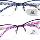 FONHCOO Bifocal Reading Glasses for Women, Metal Spring Hinge Blue Light Blocking Half Frame readers