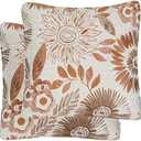 Mika Home Pack of 2 Decorative Throw Pillows Cases Cushion Cover for Sofa Couch Bed,Sunflower Pattern,20x20 Inches,Brown Cream