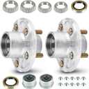 SEHNSUCHT Trailer Wheel Idler Hub Kit, 5-Hole, 4.5" Bolt Idler Hub for 3500lb Trailer Axles, Fit 1-1/16" to 1-3/8" Tapered Shaft, Trailer Wheel Hub(Set-2 Hot Dip Galvanized, Not Fit Straight Shaft)