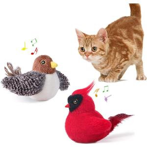 Potaroma Cat Toys Chirping Birds 2 Pcs with Catnip SilverVine, Interactive Cat Kicker, Lifelike Birdie Tweets, Indoor Kitty Kitten Exercise Toys 4.0"