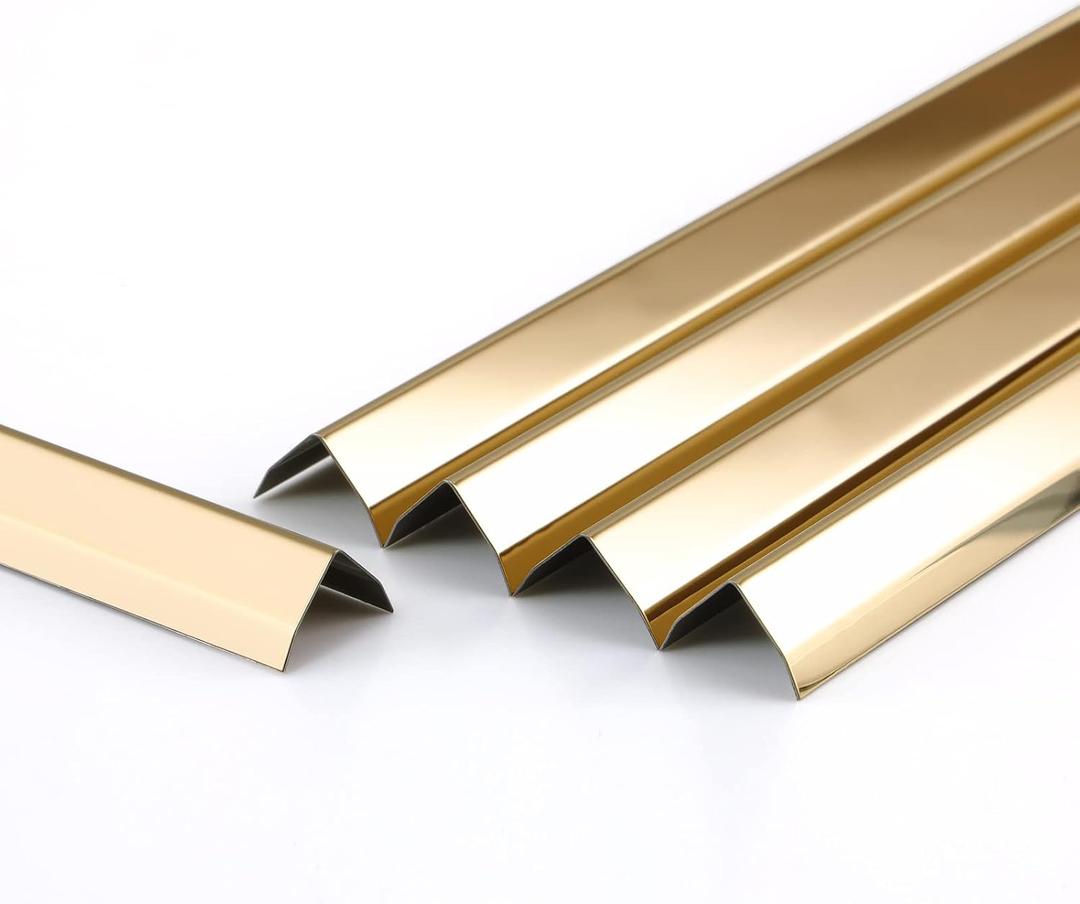 L Molding Stainless Steel Corner Guards with 90 Angle for Wall Cabinet Baseboard Protection and Decoration, 2.9ft x 0.59in (6pcs)