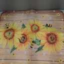 Sunflower Bee Dish Drying Mat for Kitchen Counter Home 16x18 Inch Wood Barn Microfiber Drainer Rack Mats Washable Absorbent Dish Dry Pad