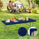 homing Spandex Elastic Tablecloth for 8 Foot Rectangle Tables, Stretch Fitted Picnic Table Cover, Washable Patio Table Cloth for Outdoor, Camping, Party, 4th of July (Navy, 30" x 96")