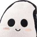 WDS WONDROUS Ghost Pillows Halloween Decor  Ghost Shaped Throw Pillow for Home, Soft Stuffed Fun Ghost Cushion Halloween Decorations Indoor  Cute Black and White Halloween Pillow  15.8x12.6in