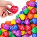 Zubebe 48 Pcs Christian Heart Stress Balls Bulk, John 3: 16 Jesus Loves You Foam Squeeze Balls, Religious Gifts for Sunday School Church Baptism First Communion Easter Vbs Party Favors (Multicolor)