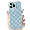 Lovmooful for iPhone 12 Pro Case Cute Lattice Plaid Design-Light Blue
