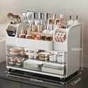 Makeup Organizer with Drawers for Vanity,Bathroom Countertop Organizer with Brushes Holder,Skincare Storage Organizer,Perfect Cosmetic Display Case for Skincare,Lipstick and Beauty Essential (White)