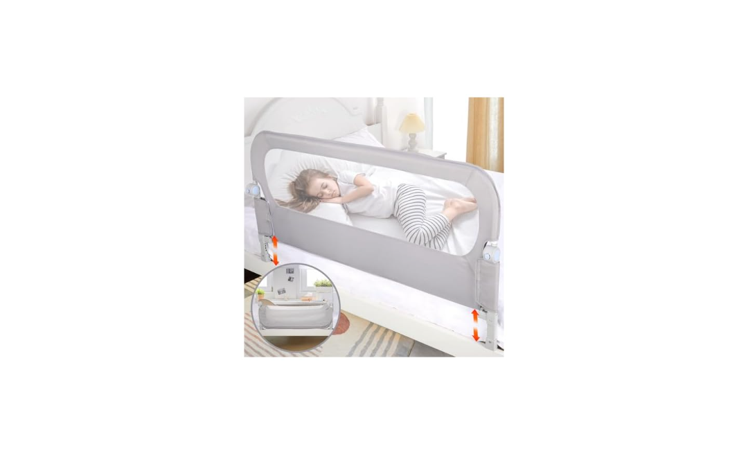 Baby Bed Rail Guard for Toddlers - 47" Toddler Bed Rails for Queen, Full, King, Twin, Crib, Bunk Size Bed Adjustable Heights & Swing Down Bedrail Extral Tall Child Safety Side Railing Guards for Kids