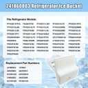 241860803 Refrigerator Ice Bucket Compatible with Frigidaire, Electrolux, Gibson, Kelvinator, Westinghouse, Crosley, Kenmore, Tappan Frigidaire, Replace AP4300918 LFSS2612TF0 FFSS2615TS0 FFHS2611PFEA