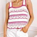 Saodimallsu Womens Striped Crop Tank Top Summer Sleeveless Square Neck Going Out Sexy Y2k Knit Slim Sweater Vest (Medium, Rose Red)