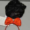 Topcosplay Women Wig Black Short Curly Cosplay Wigs with Bow Headband Halloween Costume Party Wigs