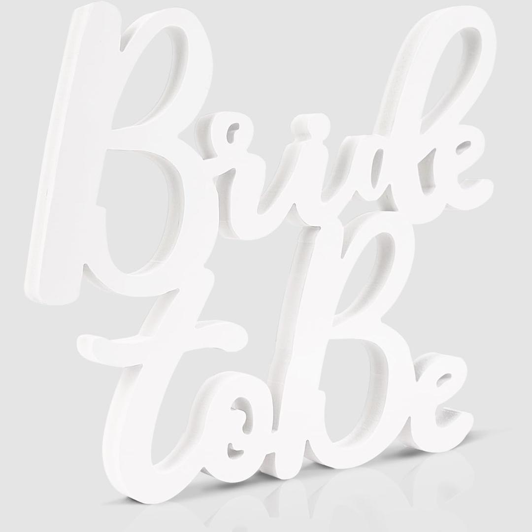 Bridal Shower Decorations Bride to Be Sign for Batcholette Party Table Centerpieces Wedding Wooden Photo Booth Props for Wedding Party Decorations Supplies (White)