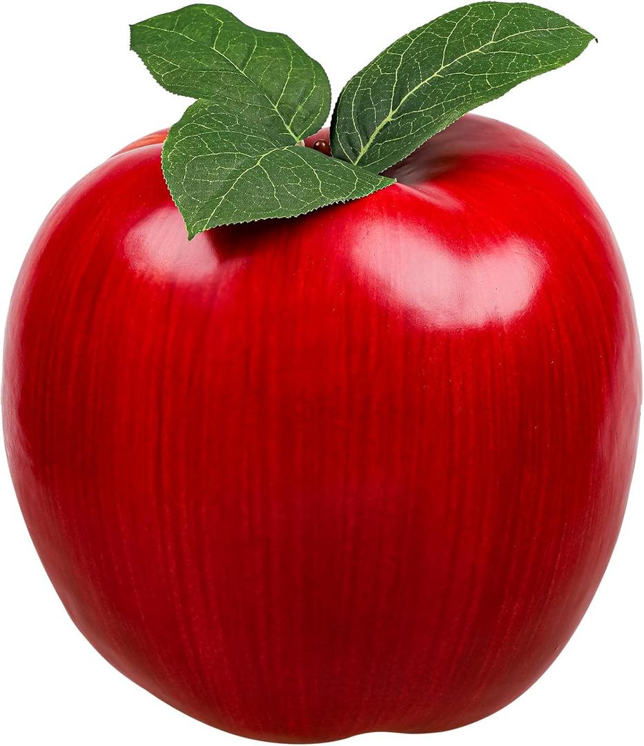 Folmywy 7.4 Inch Artificial Fake Red Apple Faux Realistic Large Apple Lifelike Simulation Foam Fruit Decoration Christmas Kitchen Festival Party Table Centerpiece Farmhouse Cabinet Decor
