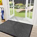 Mibao Front Door Mat, Heavy Duty Durable Welcome Mat for Outdoor Indoor, Dirt Trapper Waterproof Super Absorbent Door Mat for Entryway Outside Patio Porch, 61.5" x 36", Gray