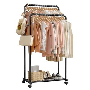 Sakugi Clothes Rack - Clothing Rack with Storage Mesh Shelf & Casters, Heavy-Duty Metal Clothing Rack for Hanging Clothes, Dresses, Coats, Large Load Capacity, Easy Assembly, Black, 28.0"x16.0"x59.0"