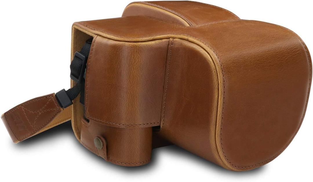 Megagear MG1680 Ever Ready Leather Camera Case compatible with Leica V-Lux 5, Panasonic Lumix DC-FZ1000 II - Light Brown