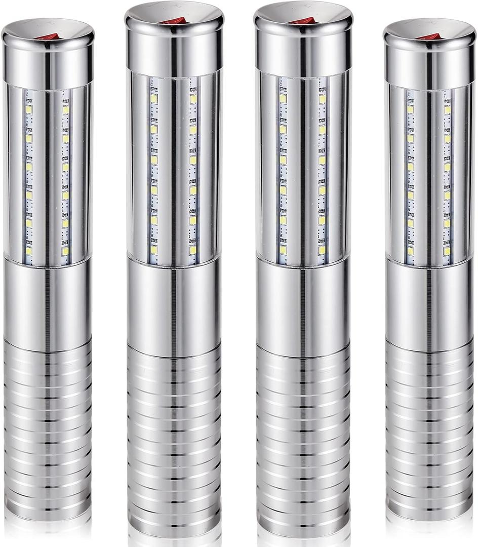 Civaner 4 Pcs Upgrade Bottle Service Lights LED Strobe Baton Bottle Girl Lights Rechargeable Handheld Flashing Club Signs for Birthday Wedding Party (Silver White Light)
