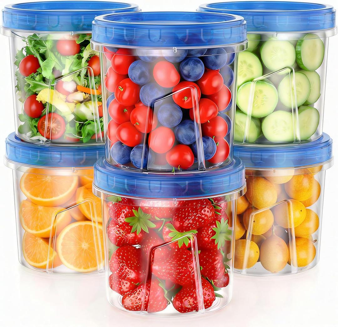 6 Pack-24 OZ Freezer Storage Containers Set, Small Plastic Containers with Twist Top Lids, Reusable Soup Containers for Meal Prep, Lunch, Leftovers