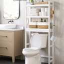 SONGMICS Over The Toilet Storage, 3-Tier Over Toilet Bathroom Organizer with Adjustable Shelf, 10.2 x 24.8 x 66.9 Inches, Space-Saving, Cloud White UBTS01WT