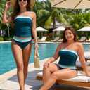 Jolefille Tankini Swimsuits for Women Two Piece Strapless Bandeau Bathing Suits Tops Full Coverage Modest Swim Suits 2026 (L)