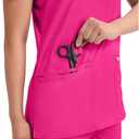 Cherokee Medical Women's Scrub Top V-Neck Modern Classic Fit with 3 Pockets, Ultra Soft and 2-Way Stretch Fabric - WW620, L (Pink)