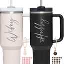 Wifey Hubby 40 oz Tumbler Cup for Couples with Handle Lids Straws Letter Charm Accessories 2 Pack Wedding Gifts for Couples 2026 Engagement gift Bridal Shower Gift for Bride Groom Newlyweds