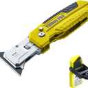 YOIbuy PRO Foldable Utility Knife with Scraper Function, Holds 2 Replacement Blades, Zinc Alloy Body, SK2 Replacement Blade