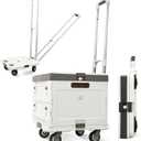 Wellmax Rolling Crate with Wheels, Foldable Utility Cart with Adjustable Handle, Silent Rolling Design, 132 lbs Load Capacity Great for Teachers, Office, Groceries & Everyday Use