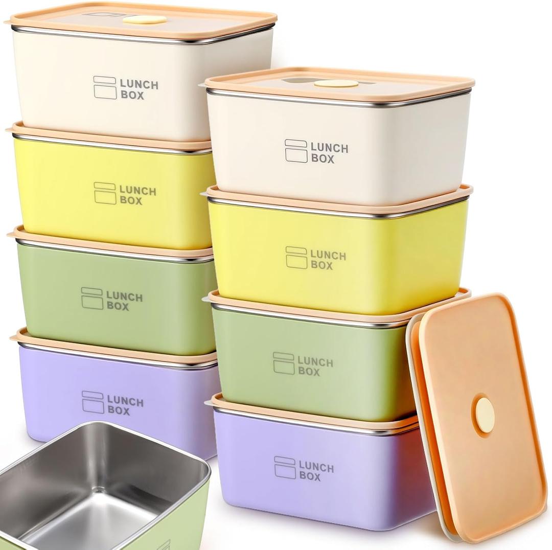 8 Pcs Stainless Steel Food Storage Containers with Lids 20 oz Metal Snack Containers Box for Dishwasher Freezer & Microwave Safe, Stainless Steel Lunch Box for Meal Prep, Leftovers,(Yellow, White, Green, Purple) 8 Pcs Stainless Steel Food Storage Containers with Lids 20 oz Metal Snack Containers Box for Dishwasher Freezer & Microwave Safe, Stainless Steel Lunch Box for Meal Prep, Leftovers,(Yellow, White, Green, Purple)