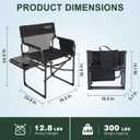 SUNNYFEEL Directors Chair Foldable with Side Table, Heavy Duty Camping & Lawn Chair with Cup & Phone Holder, Breathable Mesh, Side Pocket & Carry Bag, 300 lbs, 1 Pack