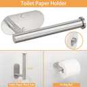 TocTen 5 Pieces Wall Mounted or Self Adhesive Towel Bar Set, Stainless Steel Bathroom Hardware Set Include 16 Towel Rack, Toilet Paper Holder, 3 Towel Hook, Sticky Bathroom Accessory Kit (Silver) (16 Inch with Holes, Brushed Nickel)