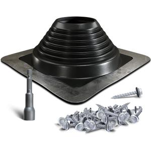VIVIDA #7 Silicone Metal Roof Pipe Boot, High Temp Flexible Roof Jack Vent Boot for Pipe OD 6" to 11", Screws & Hex Socket Included, Square Base, Black, 1 Pack