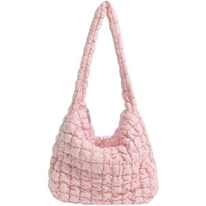 Acmplla Quilted Puffer Tote Bag Large Crossbody Shoulder Bag Nylon Puffy Bubble Bag with Adjustable Shoulder Strap