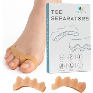 Walkize Toe Separators for Women & Men - Silicone Toe Spacers for Bunion Relief, Foot Pain Relief, Pedicure & Overlapping Toes (Beige)