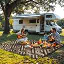 Sarben Outdoor Rug for Patio - Waterproof Plastic Straw Camping Rugs 9x12 ft, Reversible Outdoor Indoor RV Mat Carpet for Patio, Porch, Deck, Balcony, Picnic, Beach, Black Brown