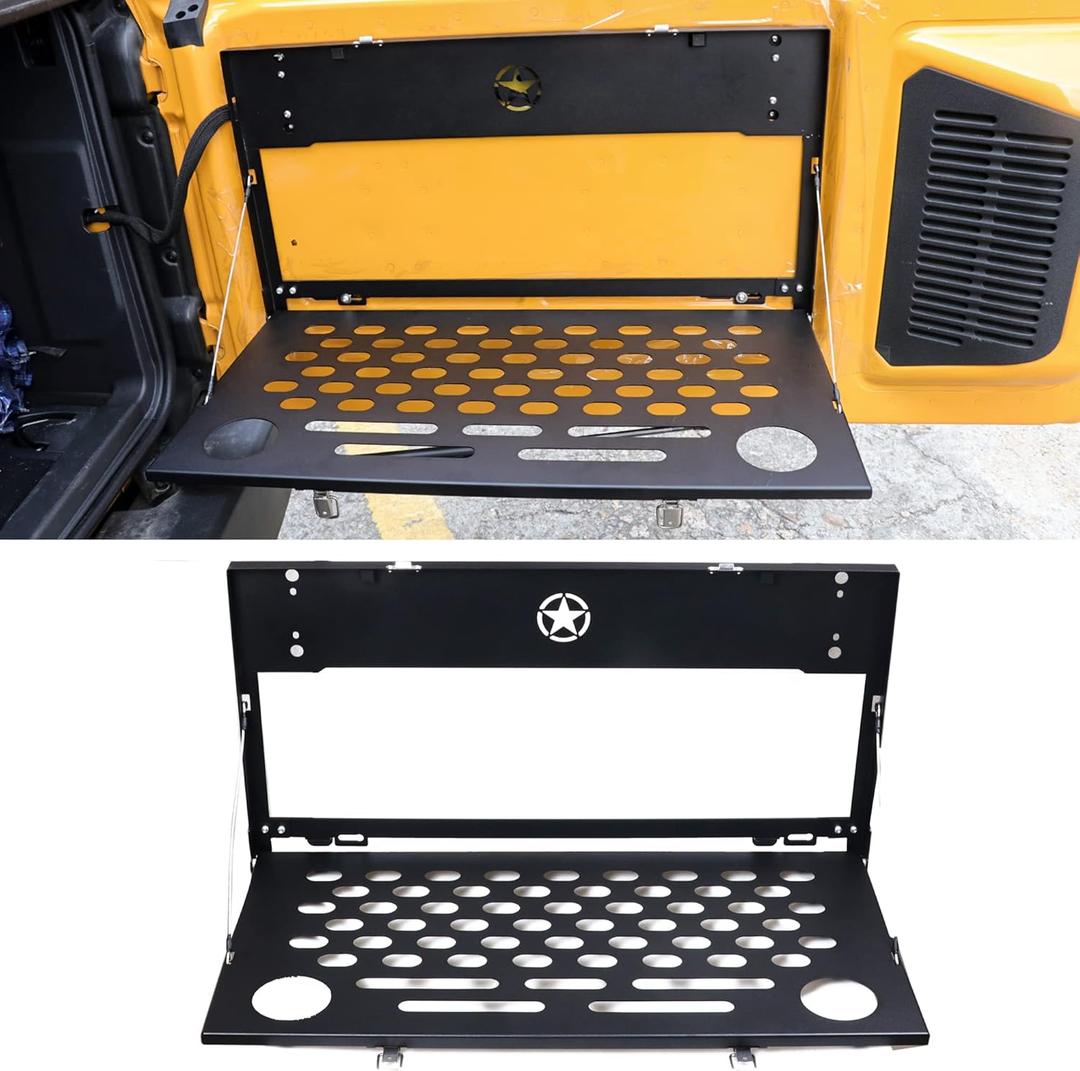 BESTAOO Tailgate Table for Ford Bronco 2021-2025 2 & 4 Door Models Steel Foldable Cargo Shelf No Drilling Installation Rear Door Storage & Luggage Holder