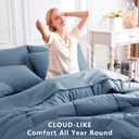 CozyLux Oversized Queen Comforter Sets Dusty Blue, 7 Pieces Bed in a Bag, Ultra-Soft All Season Bedding Sets with Stitch Quilted Comforter, Flat Sheet, Fitted Sheet, Pillowcases, Grayish Blue
