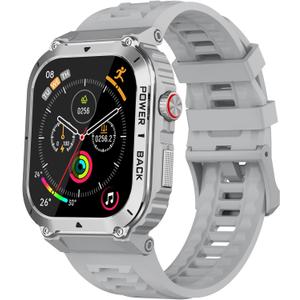 Military GPS Smart Watch for Men Pressure/Altitude/Compass,Fitness Smart Watch for Android Phones and iPhone,Outdoor Waterproof Fitness Tracker with Blood Oxygen/Heart Rate/Sleep/100+ Sport Modes (Gray)