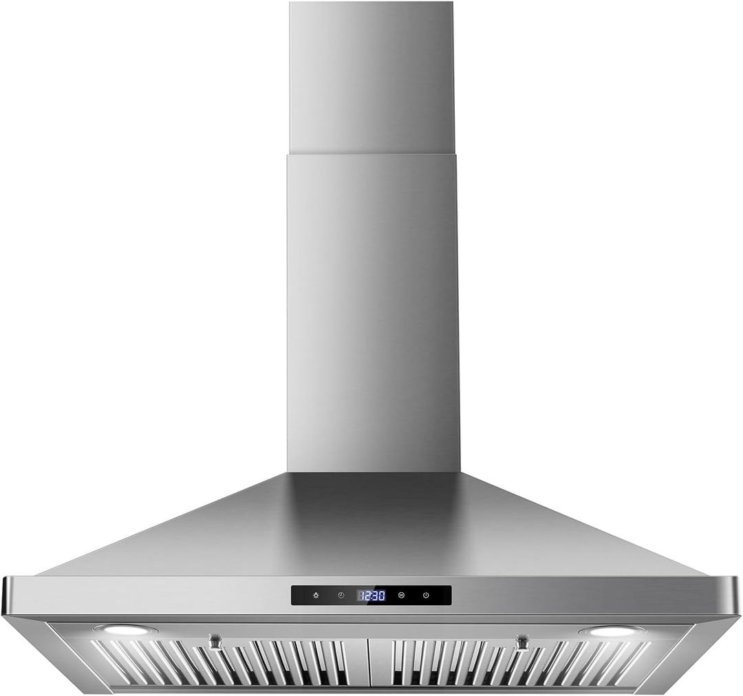 Wall Mount Kitchen Hood 30 inch, Ducted/Ductless Range Hood with Delayed Shutdown Function, 700CFM, 3 Speed Fan, Energy-saving LED Lights, Soft Touch Control, Stainless Steel Grease Filters