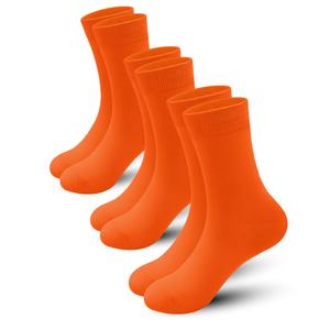 PERSOON Viscose Bamboo Kids Crew Socks Soft Vibrant Casual Length Fashion Socks for Boys and Girls 3 Pairs (7 Years-11 Years, Orange)