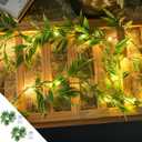 2 Pack 6ft Fairy Lights with Green Leaf Garland, Battery Operated,20 LED Artificial Garland Plant Vine Light Perfect for Bedroom, Christmas,Wall, Garden, Wedding, Party Centerpiece,Decor (Warm White)